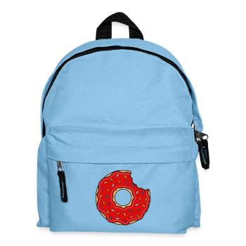 Beignet avec morsure en rouge avec les paillettes de couleur - Sac à dos Enfant - bleu clair - Devant