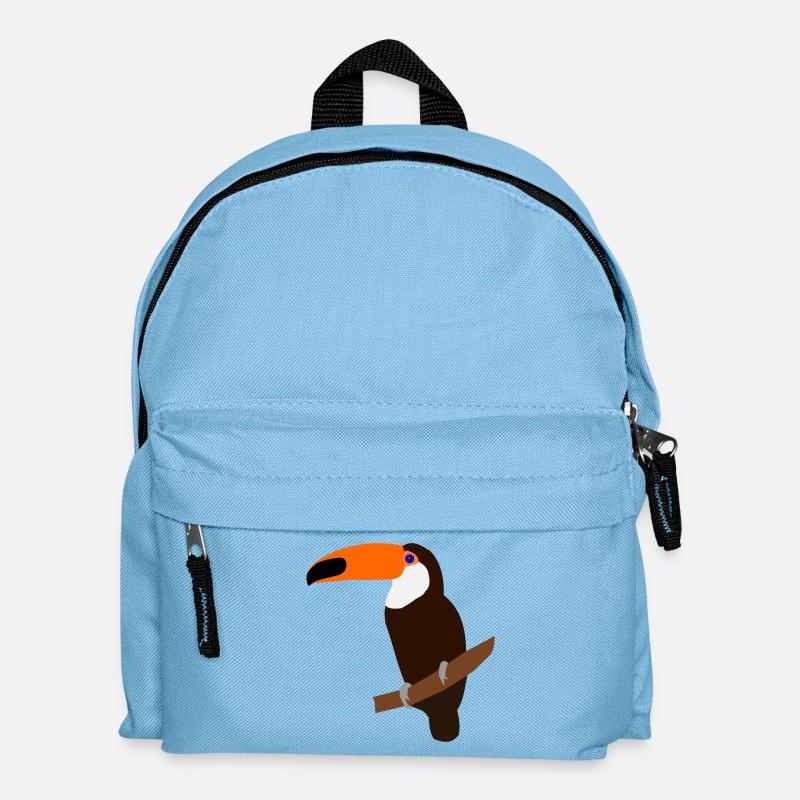 Tukan auf Ast – bunte Illustration - Kinder Rucksack - Hellblau