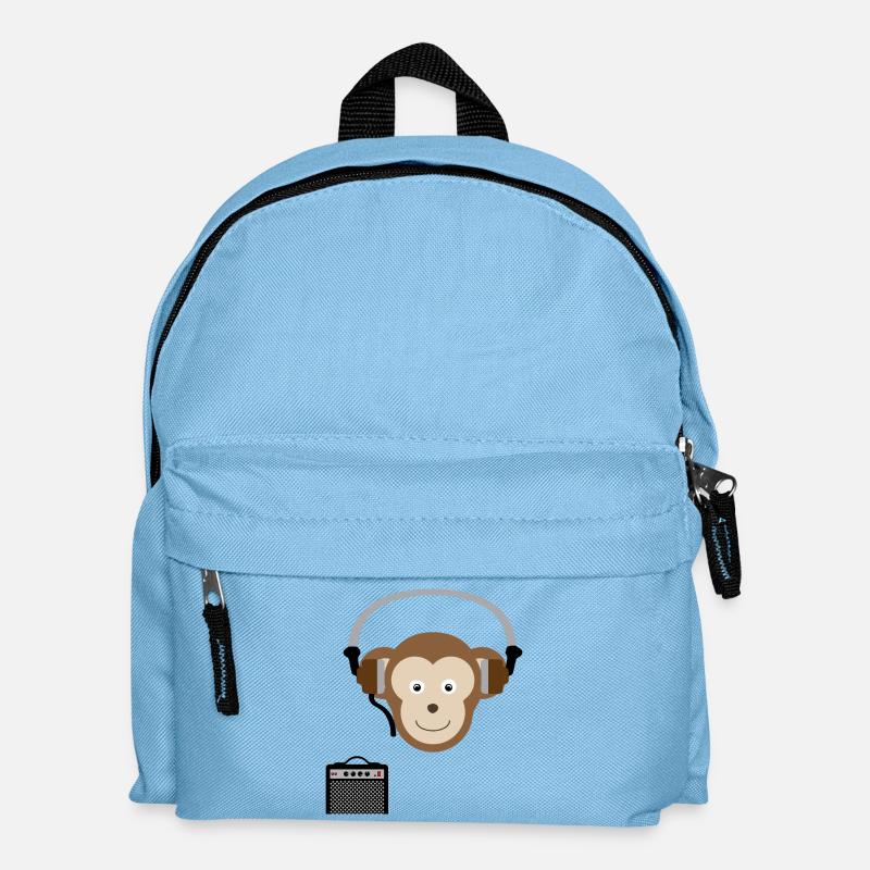 Monkey with headphones music - Kids' Backpack - light blue