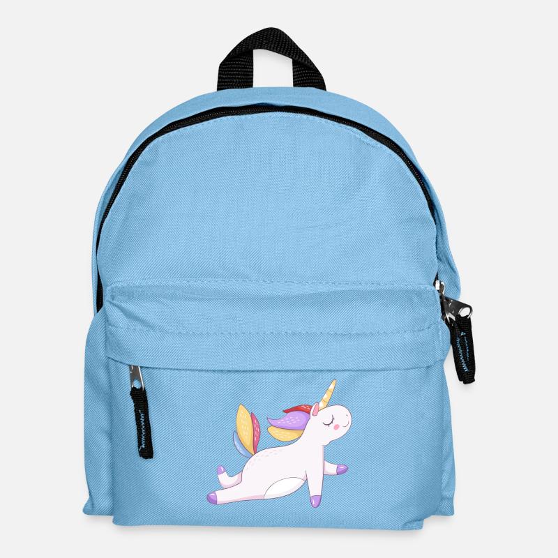 Buntes Einhorn sitzend, Pastellmuster - Kinder Rucksack - Hellblau