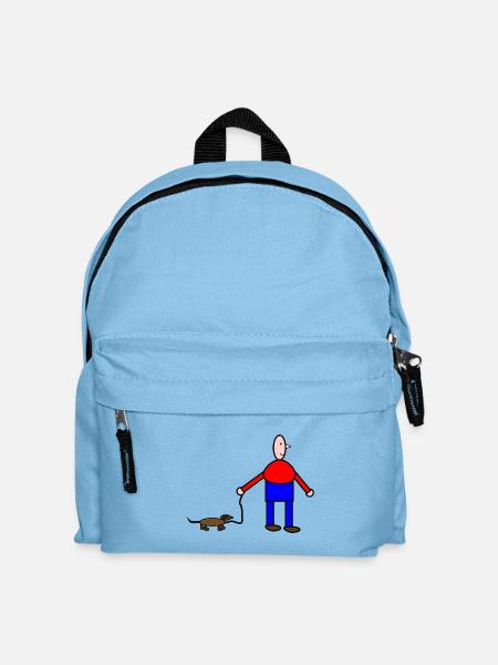 Humorvolle Tier- und Menschzeichnung - Kinder Rucksack - Hellblau