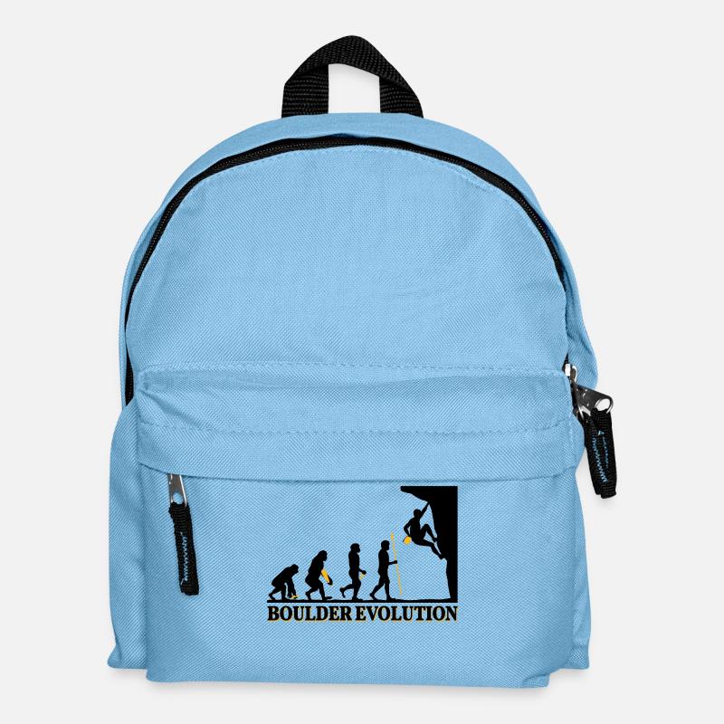 Boulder Evolution Klettern Bergsteigen Spruch - Kinder Rucksack - Hellblau