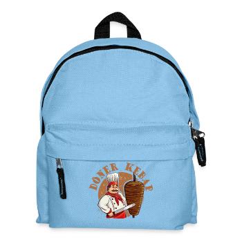 Döner Kebap Kebab Fleisch Spieß Essen Lamm Lustig - Kinder Rucksack - Hellblau - Vorne