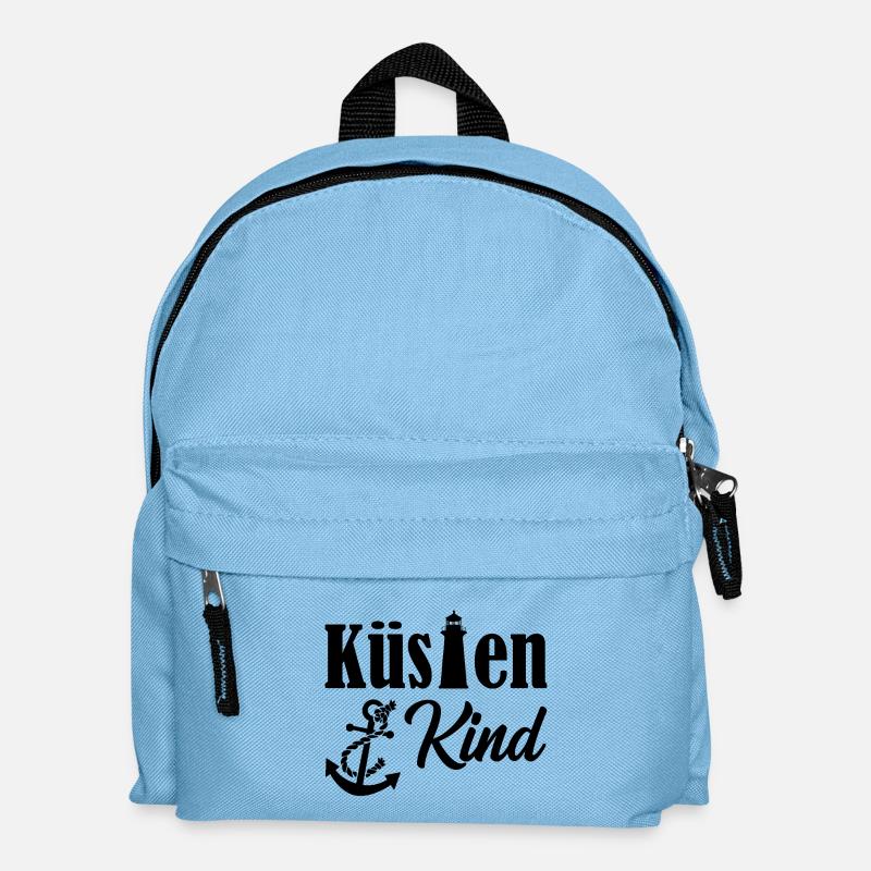 Küstenkind Anker Leuchtturm Meer Maritim Geschenk - Kinder Rucksack - Hellblau