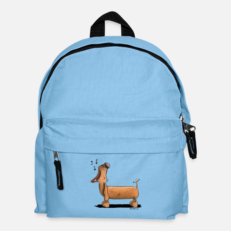 Jaulender Dackel - Dachshund - Comic - Kinder Rucksack - Hellblau
