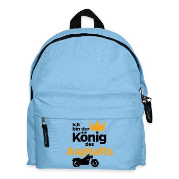 Motorrad Asphalt Biker König Spruch Statement - Kinder Rucksack - Hellblau - Vorne