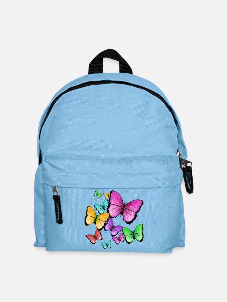 wildes durcheinander kolorierter Schmetterlinge - Kinder Rucksack - Hellblau