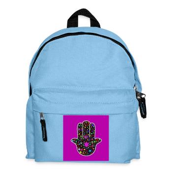 Hand von Fatima mit bunten Blumen - Kinder Rucksack - Hellblau - Vorne