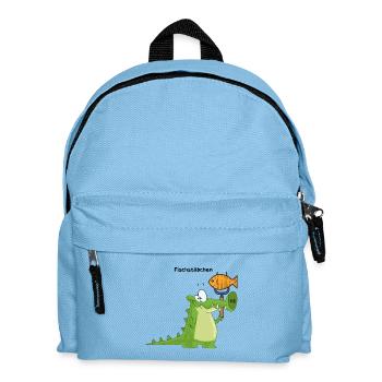 Krokodil Fischstäbchen mit Wort - Kinder Rucksack - Hellblau - Vorne