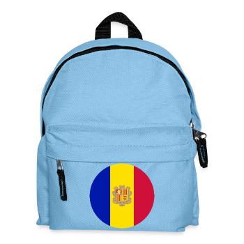 Runde Aufkleber Flagge von Andorra runder Aufkleber - Kinder Rucksack - Hellblau - Vorne