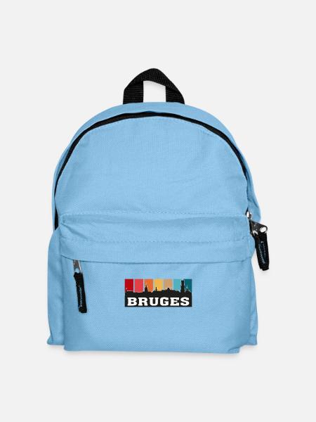 Bruges Belgique Voyage Skyline Souvenirs Silhouette - Sac à dos Enfant - bleu clair