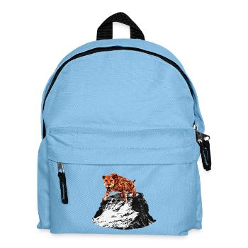 smilodon, big cat men, saber-toothed tiger, prehistoric - Kids' Backpack - light blue - Front