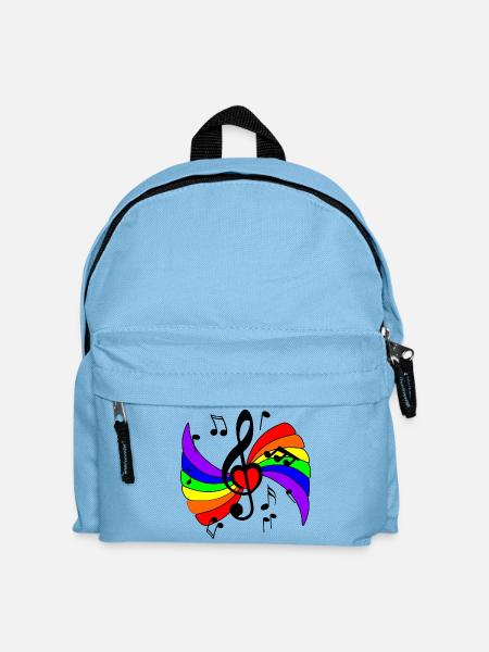 Music key with rainbow and music notes - Kids' Backpack - light blue