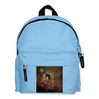 Beau cheval steampunk avec cape et engrenages - Sac à dos Enfant - bleu clair - Devant