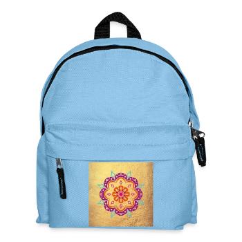 Poster Mandala Ornament Gold Flower Yoga India om - Kids' Backpack - light blue - Front