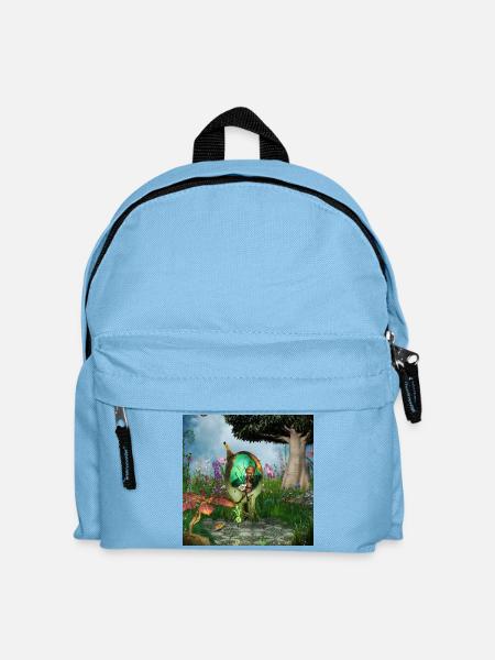 Kleine Fee mit ihrer Katze - Kinder Rucksack - Hellblau