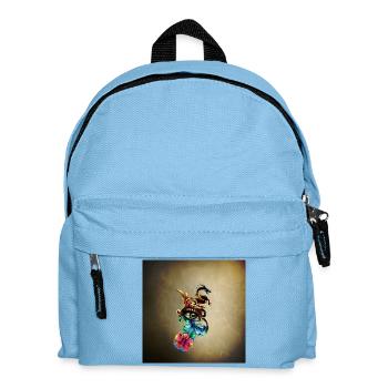 Impressive eye with clock and dragon. - Kids' Backpack - light blue - Front