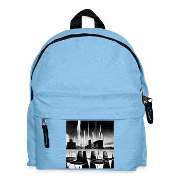 scène urbaine futuriste dans le style des années cinquante - Sac à dos Enfant - bleu clair - Devant