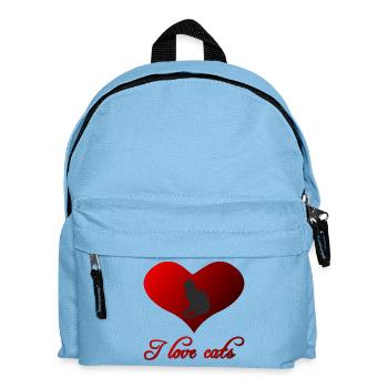 I Love cats V1, Stubentiger, für mama - Kinder Rucksack - Hellblau - Vorne