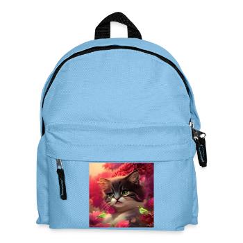 Süßes Kätzchen mit Vögeln - Kinder Rucksack - Hellblau - Vorne