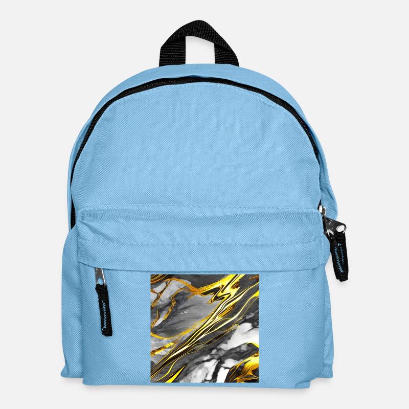 Marmor Schwarz Gold Textur - Kinder Rucksack - Hellblau