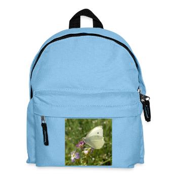 Papillon blanc sur fleur rose - Sac à dos Enfant - bleu clair - Devant