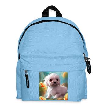 Chiot mignon avec des fleurs - Sac à dos Enfant - bleu clair - Devant