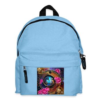 Schönes Steampunk-Design mit Seepferdchen - Kinder Rucksack - Hellblau - Vorne