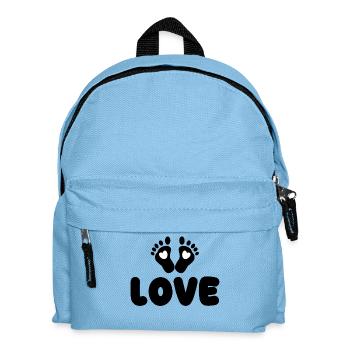 Herz Babyfüße Eltern Spruch Schwanger Babybauch - Kinder Rucksack - Hellblau - Vorne