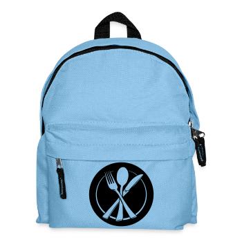 Knife fork and spoon transparent on plate - Kids' Backpack - light blue - Front