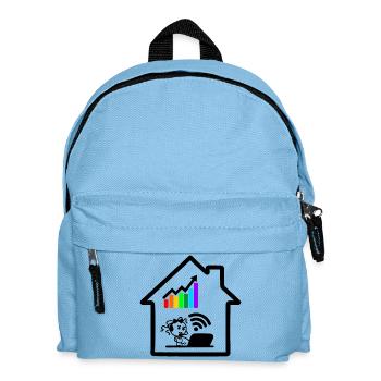 Colored chart girl woman on laptop in house - Kids' Backpack - light blue - Front