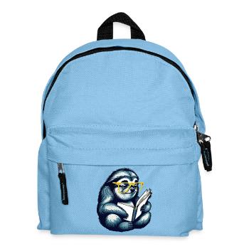 Faultier liest ein Buch, lesen, Bücher, Bibliothek - Kinder Rucksack - Hellblau - Vorne