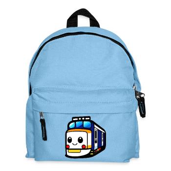 Lokomotive, Zug, Eisenbahn - Kinder Rucksack - Hellblau - Vorne