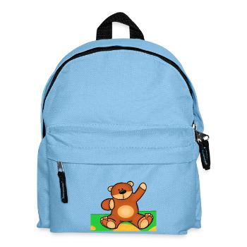 Niedlicher kleiner Teddybär, der im Gras sitzt - Kinder Rucksack - Hellblau - Vorne