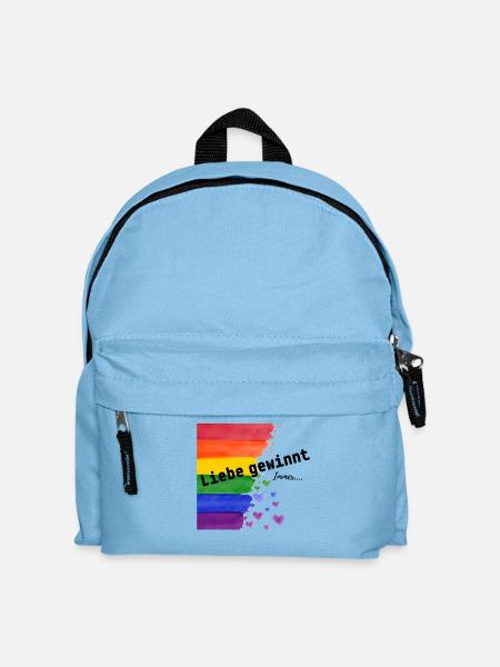 Liebe ist Liebe – Regenbogen Pride Design - Kinder Rucksack - Hellblau