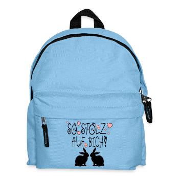 Stolz auf Dich - Sprüche PAARE - HASEN - Kinder Rucksack - Hellblau - Vorne