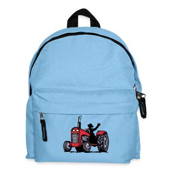 Nutzfahrzeug Bauer Traktor Landmaschinen Fahrzeug - Kinder Rucksack - Hellblau - Vorne