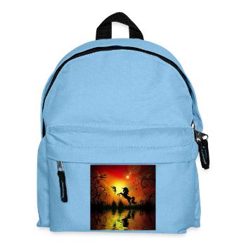 Unicorn and fairy playing at sunset. - Kids' Backpack - light blue - Front