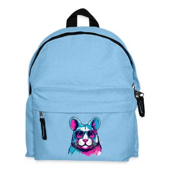 Neonfarben-Hund mit Sonnenbrille - Kinder Rucksack - Hellblau - Vorne