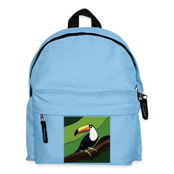 Bird with colored beak on leaf branch - Kids' Backpack - light blue - Front