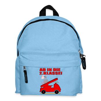 SCHULSTART - 2. Klasse Grundschule Feuerwehrauto - Kinder Rucksack - Hellblau - Vorne