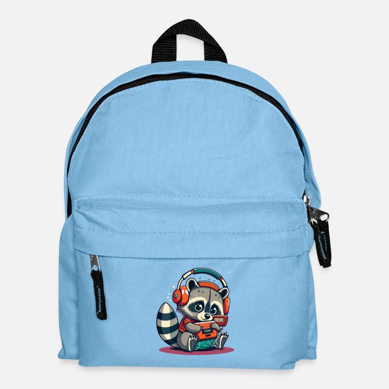Raccoon Cassette Headphones - Kids' Backpack - light blue