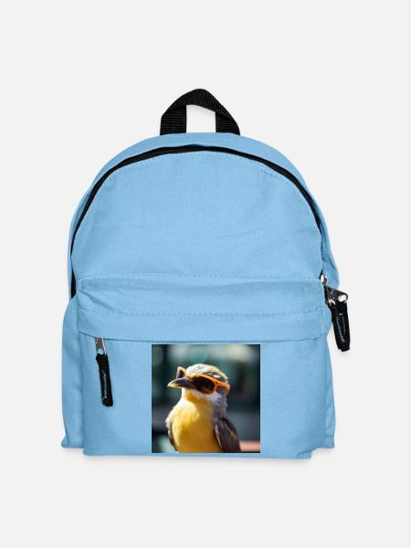 Vogel mit Orangen Sonnenbrillen - Kinder Rucksack - Hellblau