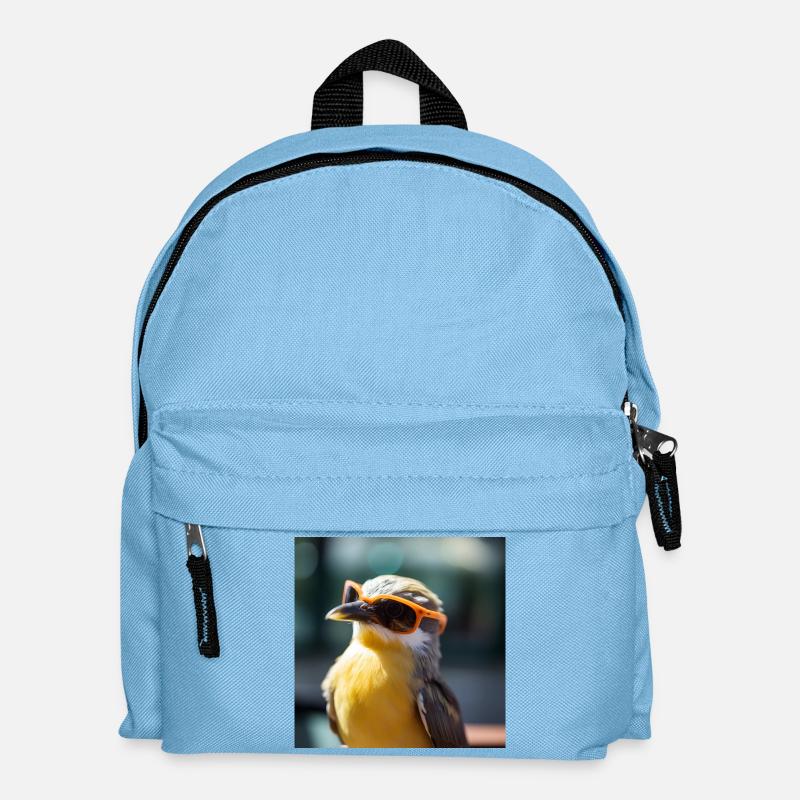 Vogel mit Orangen Sonnenbrillen - Kinder Rucksack - Hellblau