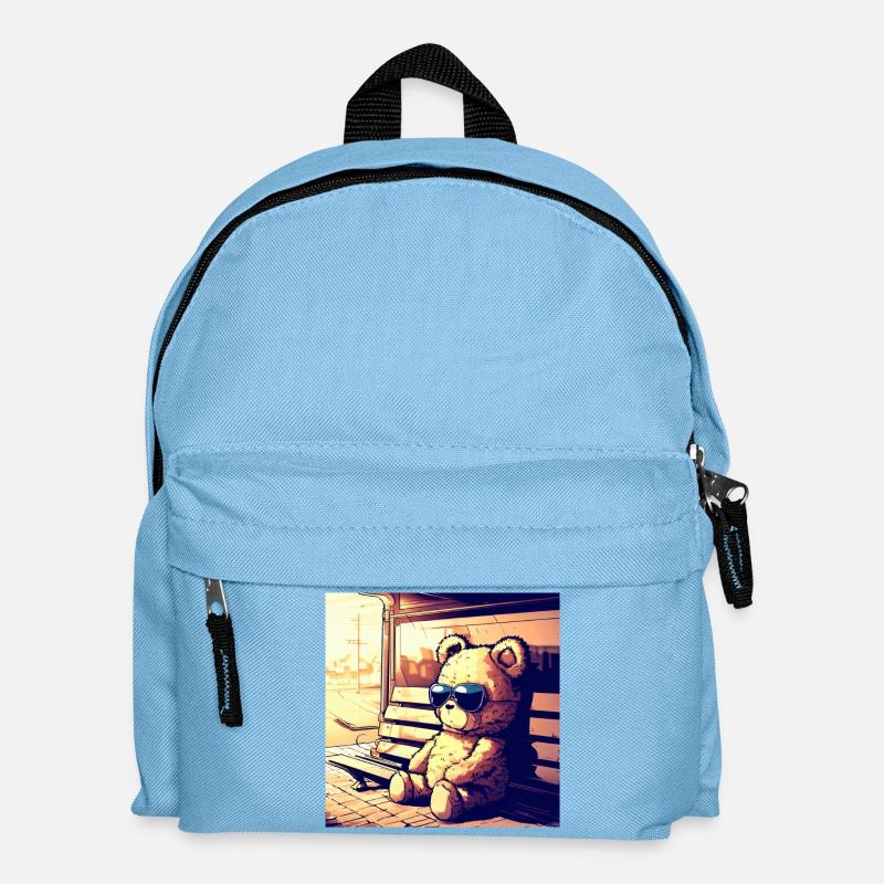 Teddy waiting Manga - Kinder Rucksack - Hellblau