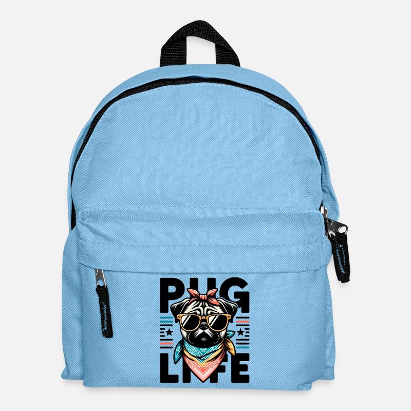 Pug Life Dog - Kids' Backpack - light blue