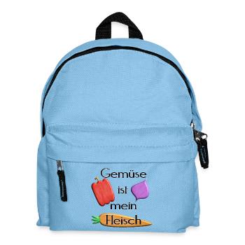 Gemüse - Gemüse ist mein Fleisch -schwarze Schrift - Kinder Rucksack - Hellblau - Vorne