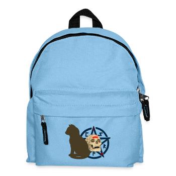 Pentagram muster, Katzen design, Menschenschädel - Kinder Rucksack - Hellblau - Vorne