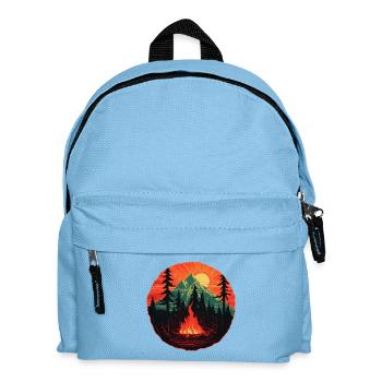 Outdoor Romantik - Lagerfeuer im Bergpanorama - Kinder Rucksack - Hellblau - Vorne