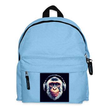 Monkey with headphones - Kids' Backpack - light blue - Front